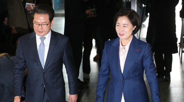 추미애 법무부 장관 후보자가 청문회 준비단으로 첫 출근을 하고 있다./News1