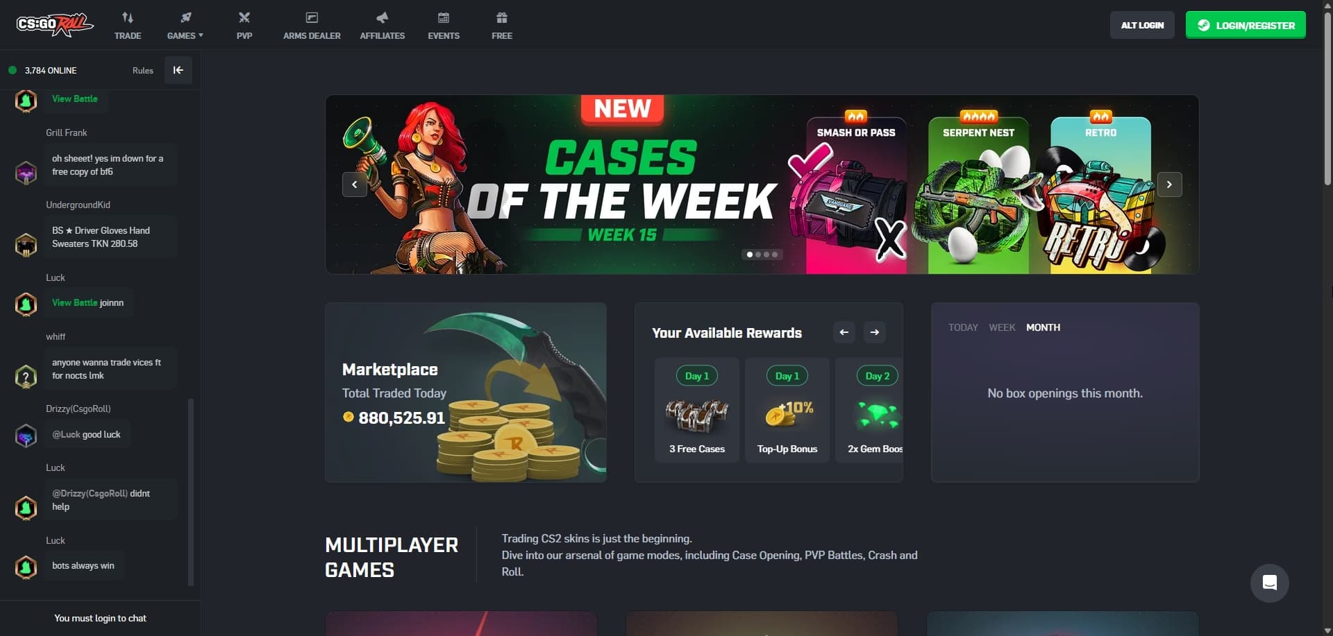 CSGORoll 홈페이지