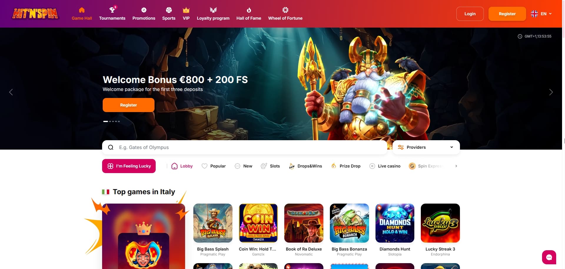 Hit'n'Spin 홈페이지